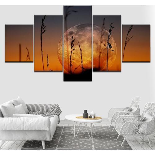 Canvas Painting A larger moon landscape Wall Art Pictures 5 Pieces Modular Wallpapers Poster Print for living room Home Decor