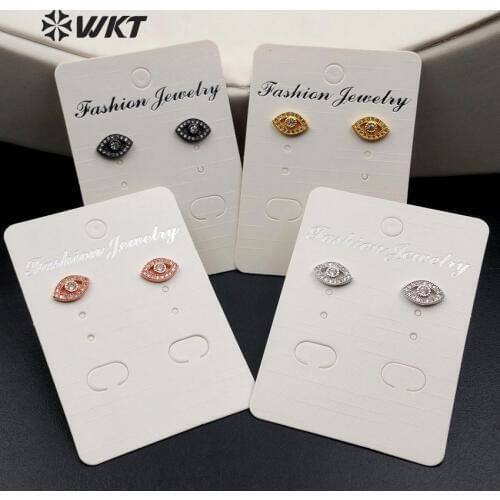 ME011 WKT New Arrival Fashion ZC Pave Evil Eys Shape Stud Earring In High Electroplate Stud Earring For Women Gift Earring