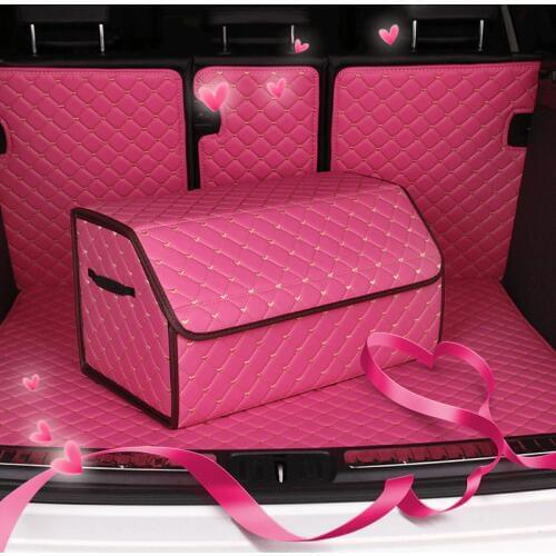 Car Trunk Organizer Box Storage Bag Auto Trash Tool Bag Folding Large Cargo Storage Stowing Tidying Car Accessories Pink/blue