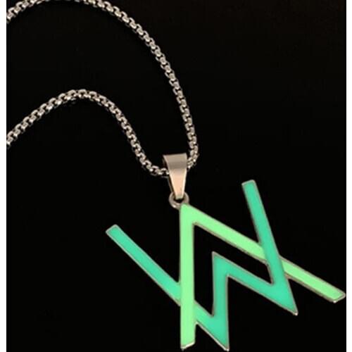 Alan Walker necklace pendant for women fashion Electric tone luminous jewelry on the neck stainless steel simple chains necklace