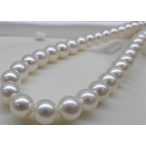 Fast 10mm White Sea South Shell Pearl Necklace 17" AAA 100% Real Hand knotted UHE1142 (A0322) women wedding Noble style