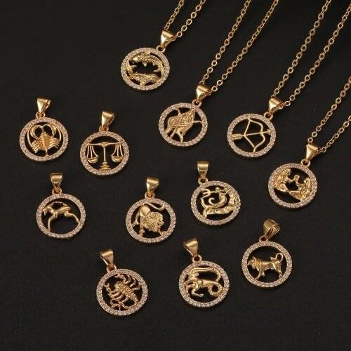Andshiny Zodiac Signs Pendant Necklace For Men Women Callous Wind Fashion Contracted 12 Symbolic Animals Constellation Necklace