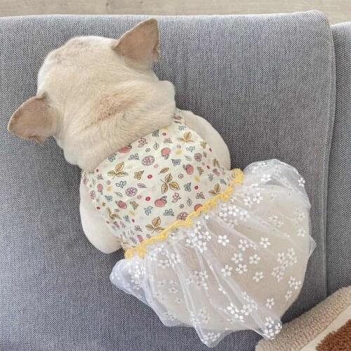 Floral Pet Dog Girl Dress for Small Medium Dogs Frenchie Bulldog Clothes Princess Pug Skirt Dogs Pets Clothing Dropshipping