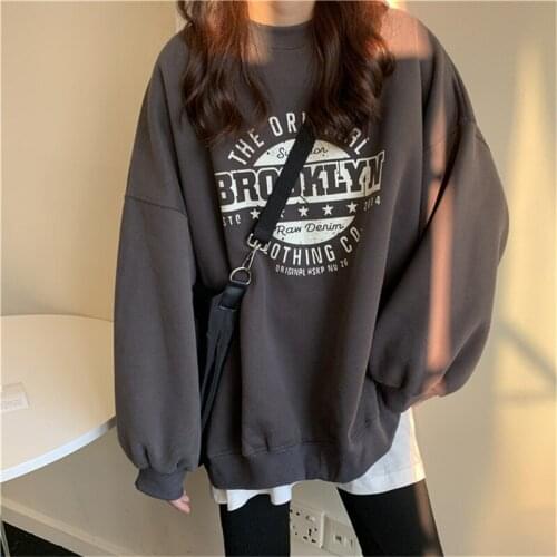 Thin Pullover Sweatshirt Fashion Autumn Designer Loose Crewneck Sweatshirt Harajuku Hoodie Polerones Mujer 2021 Kpop Clothes
