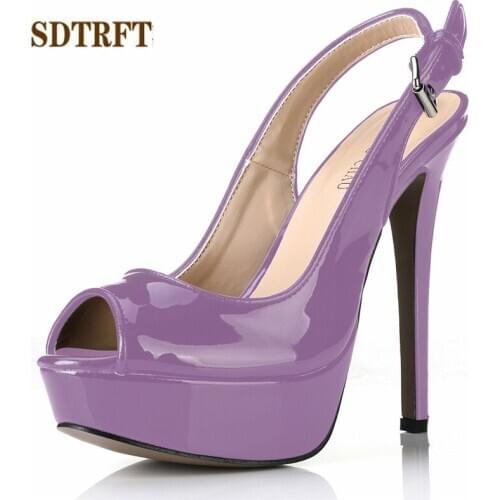 SDTRFT platforms Cosplay shoes Peep Toe Pumps 14cm thin heel Sandals Ladies FETISH Dance Buckle Party Stiletto zapatos de mujer