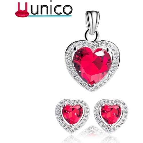 UUNICO jewelry for birthday gifts friends party wearable necklace pendant charm red green AAA zircon Valentines Day gift tz002