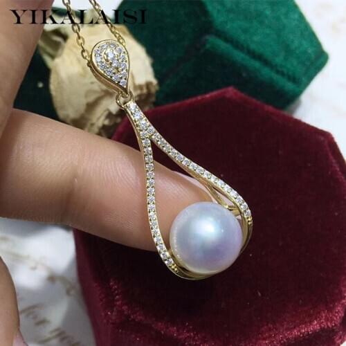 YIKALAISI New Arrivals 10-11mm Oblate Natural Freshwater Pearl 925 Sterling Silver Pendants Necklaces Jewelry For Women