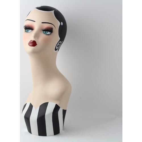 Vintage Hand Painted Makeup Female Manequin Manikin Mannequin Head For Hat And Jewelry Display