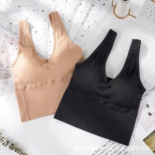 Autumn new explosions Korean Joker girl camisole V-neck without rims Comfortable and breathable sports bra women