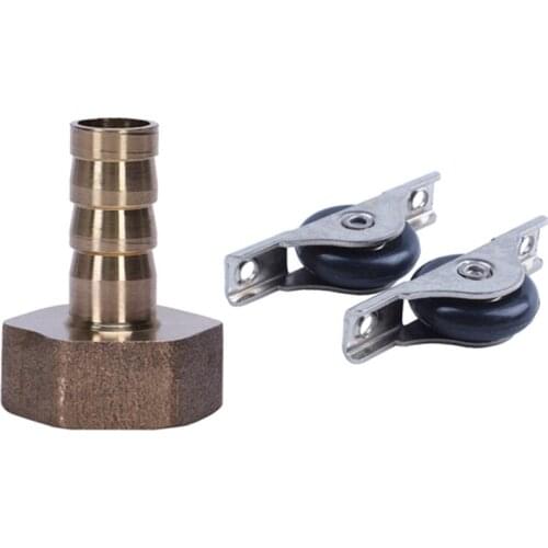 1x 10mm Hose Barb 1/2 inch NPT Female Thread Straight Connector & 2 Pcs Nylon Single Axle Sliding Door Roller