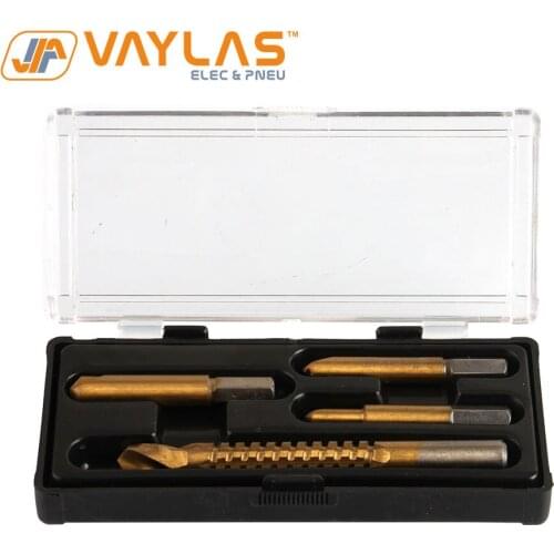 3Pcs Hex Shank Screw Extrctor Bit with 1 Spiral Woodworking Drill Bit Plastic Case Pack