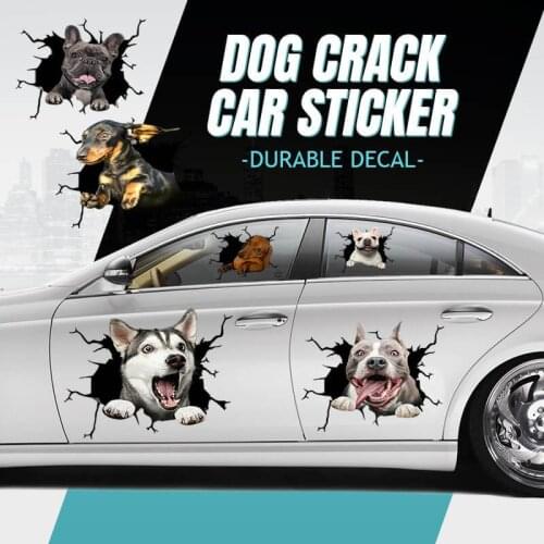 3D Dog Cat Crack Car Sticker Decor Reflective Sunscreen Waterproof for Latex Painted Cars Glass Ceramic Tiles Auto Stickers