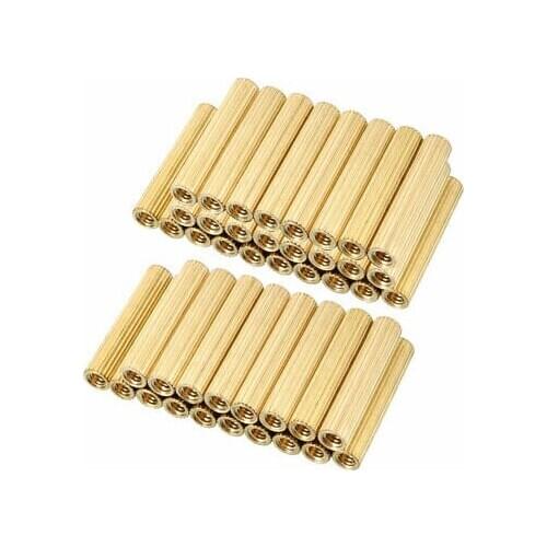 50pcs Brass Round Straight PCB Pillar Female Thread Standoff Spacer M2x3x15mm