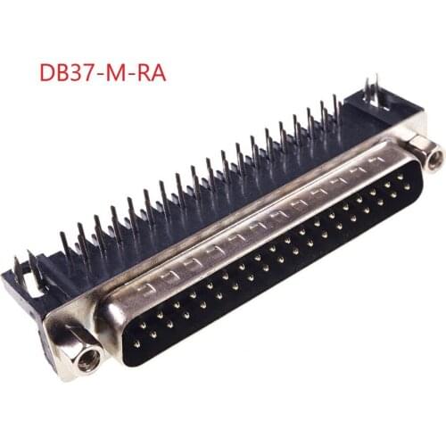50Pcs D-SUB 37 Position Connector Plug Male Pins 37 Pin 2 Rows Pin Right Angle Through PCB Rectangular I/O Connectors