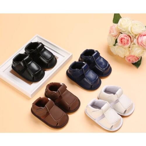 Prewalker Female Baby Shoes Solid Color Soft Rubber Sole Non-Slip Summer Sandals 0-18M Newborn Toddler Shoes