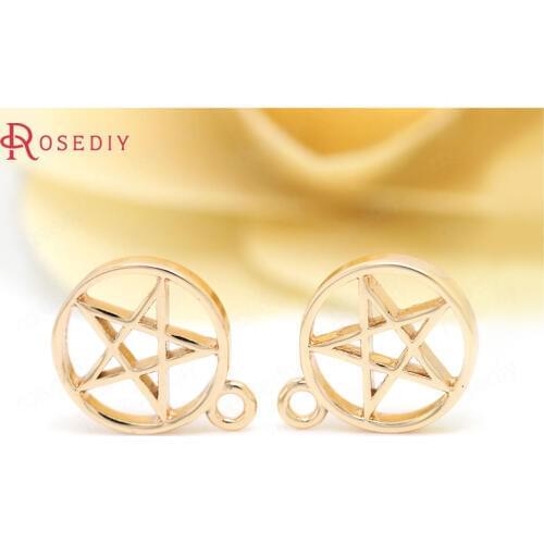 C329)6 pieces 13.5x17mm 24K Champagne Gold Color Plated Brass Star Charms Pendants High Quality Diy Jewelry Accessories
