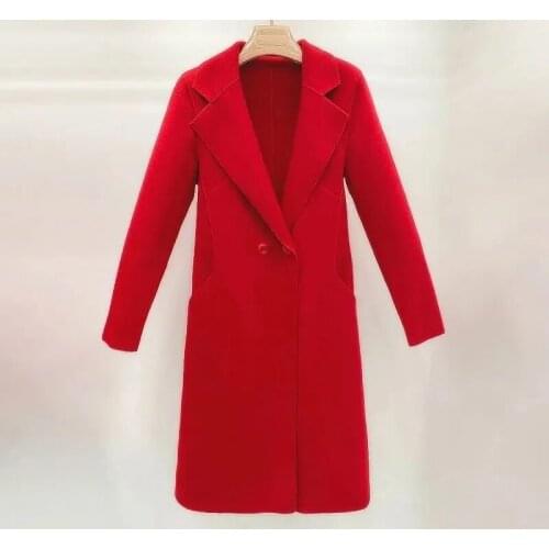 Mid-length Double-Sided Woolen Coat 2021 New Slim-Fit Covering Belly Middle-Aged Elderly Mothers Casual Temperament Woolen Coat