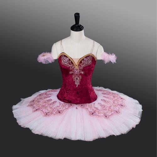 Adult Elastic Velvet Fabric Burgundry Ballet Tutu Girls 10 Layers Professional Ballet TutusATS9001 High Quality Cheap Tutu Dress