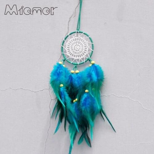 Blue Lace Dreamcatcher Handmade Lace Dream Catcher Net With Feathers Wedding & Car & Home Wall Decor Pendant AMOR0042