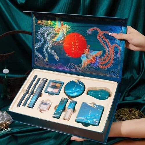 Makeup Cosmetic Set Mushroom Head Air Cushion Finishing Powder Face Powder Pearly Lustre Eye Shadow Non-Stick Cup Lipstick Kit