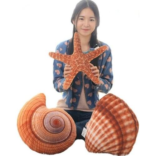1pc Creative Marine Life Plush Pillows Conch & Shell & Starfish Staffed Plush Toys Cute Cushion Dolls for Kids Children