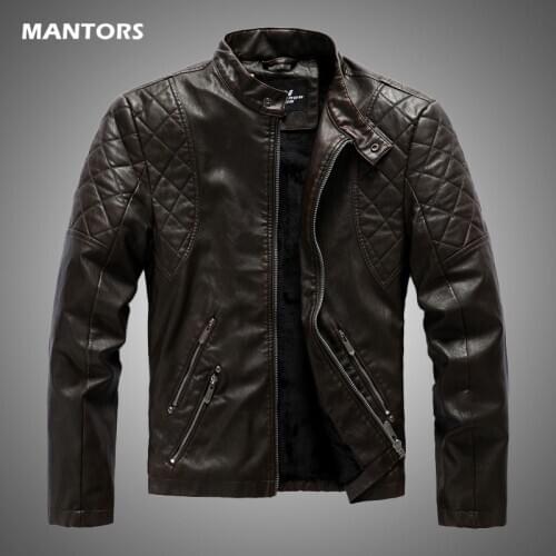 Men Pu Leather Jackets Coats Mens Autumn Zipper Motorcycle Faux Leather Jackets Outerwear Winter Fleece Warm Windbreakers 2020