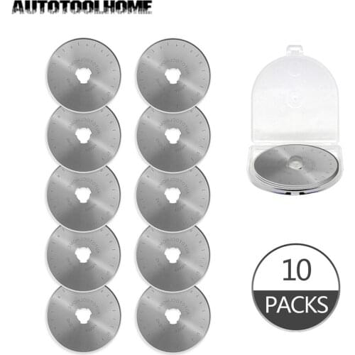 10pc 45mm Rotary Cutter Blades with Case Craft Paper Cut Hand Held Scrapbooking Replacement Spare Blades Fit Olfa Fiskars Clover