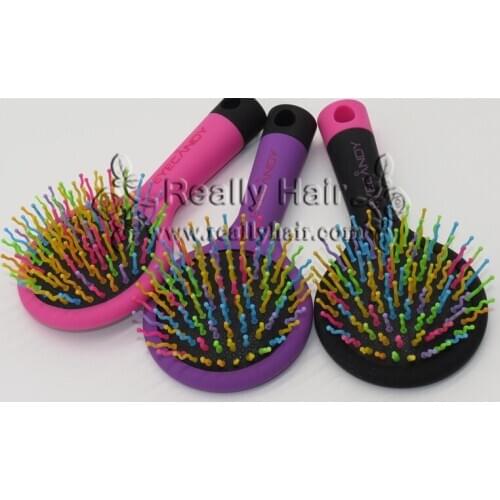 2019 Hot Sele 1pcs Rainbow Volume Anti-static Magic Detangler Hair Curl Straight Massage Comb Brush Styling Tools With Mirror