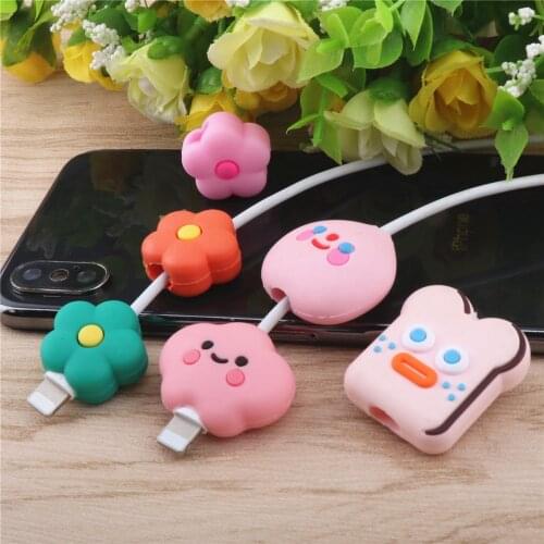 Cute Protector Cable Charger Cartoon Cable Bite Organizer Cute USB Cable Protector Winder Kawaii Protective Case For iPhone XS 7