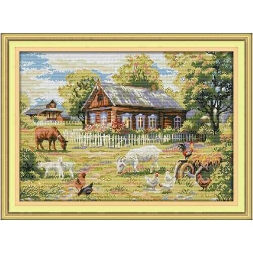 14/16/18/27/28 Farm Patterns Counted Cross Stitch Set Wholesale Chinese Cross-stitch Kit Embroidery Needlework