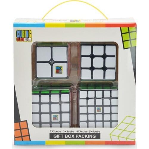 4Pcs Set Black Magic Cube 2x2 3x3 4x4 5x5 Competition Speed Puzzle Professional Educational Toys for Children