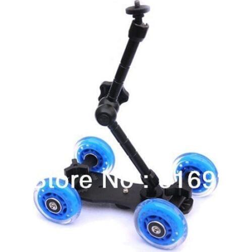 4-Wheel Desktop Tabletop Dolly Truck Skater Slider For DSLR Rail Video Camcorder CAMERA MOUNT CAMERA HOLDER