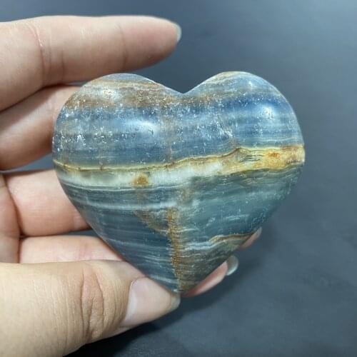 Natural Blue Power Stone Heart Crystal Heart Crystal Positive Energy Reiki Gems Crystal Heart Healing Home Decoration Gift