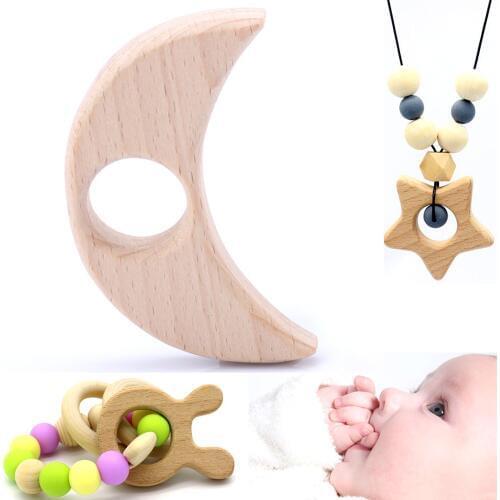 OlingArt 72MM 2pcs/lot beech wooden unfinished moon natural childrens toys DIY Organic Eco-friendly jewelry Making