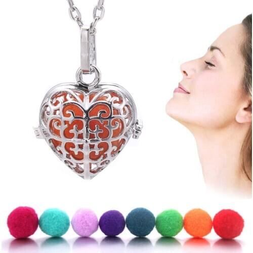 Heart Aromatherapy Diffuser Necklace Pendant Jewelry Cage Diffuser Locket Pendants Perfume Essential Oil Jewelry For Women