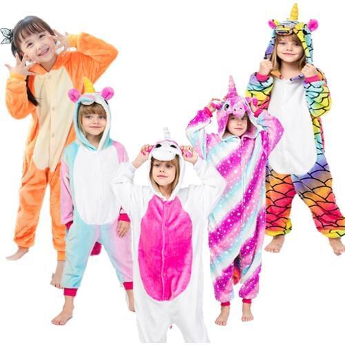 Children Winter Sleepwear Kids Unicorn Panda Pajama sets Baby Boys Girls Stitch Onesies for 4 6 8 10 12 Years
