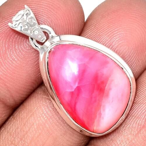 Genuine PINK OPAL Pendant 925 Sterling Silver, Total Length : 32.5 mm, AP7063