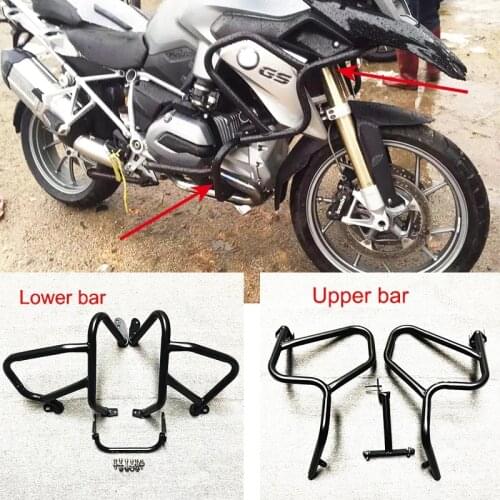 R1200GS 14—17 Upper+Lower Engine Guard Highway Freeway Crash Bar Fuel Tank Protector for BMW R 1200 GS 2014 2015 2016 2017