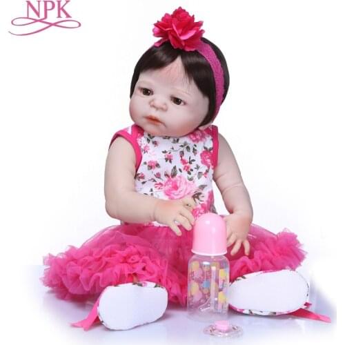 NPK Lifelike Silicone Reborn Baby Menina Alive 23'' Newborn Baby Dolls Full Vinyl Silicone Body Gift Kids Brinquedos Playmates