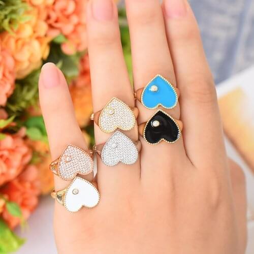 Blachette Romantic Luxury Noble Heart Shape Adjustable Ring Trendy Women Party Reception Dinner Occasion Jewelry Accessories