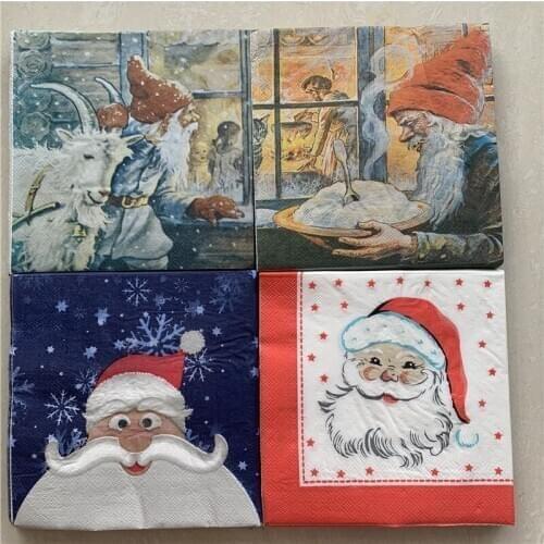 Christmas paper napkins serviettes decoupage decor wedding party festival cocktail Santa Claus Buck star snow star winter