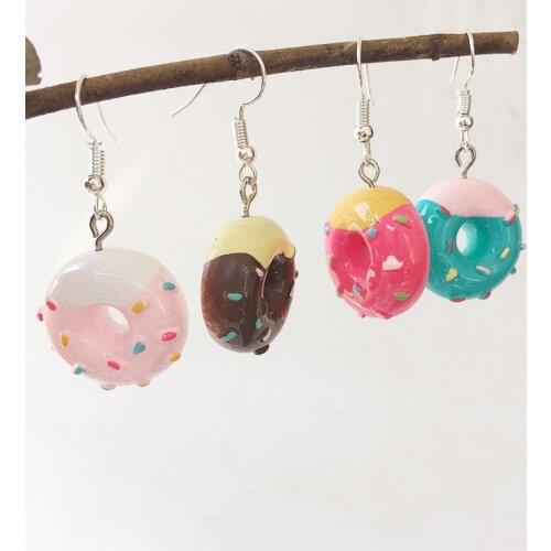 Funny Miniature Food Drop Earrings For Women Girls Cute Emulational Cake Donuts Dangle Earrings Personality Party Jewelry Gifts