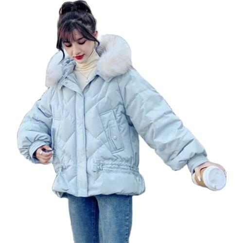 Women White Duck Down Coat new Winter New Fashion Female Puffer Jacket Real Natural Fox Fur Collar Thickened Hooded Lady Parkas