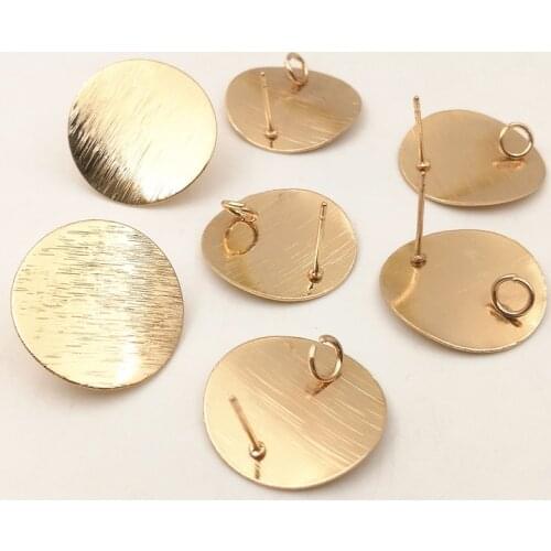 SIXTY TOWFISH 10 Pieces Jewelry Accessories 20 mm KC Gold Color Brushed Back Welding Pin And Welding Ring Earrings