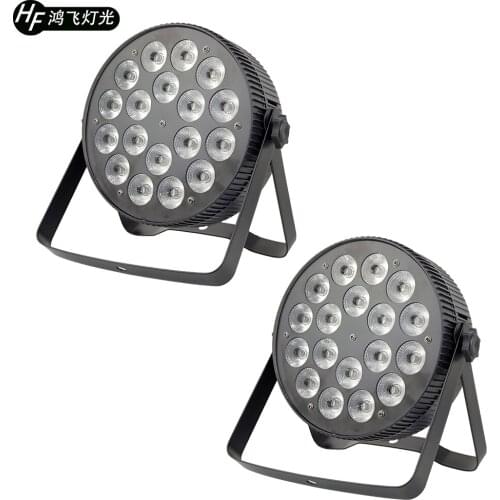 2 Pieces Aluminum 18x18w RGBWA UV 6in1 Slim Flat Par Light LED Par Light DMX512 Professional Stage Lighting Equipment