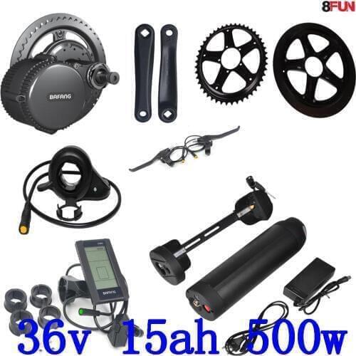 36V Electric Bike Battery 36V 15Ah Lithium Battery 36V 500W 8Fun Bafang BBS02 mid drive electric motor kit with 42V 2A charger