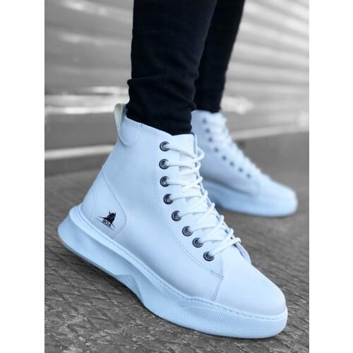BA0155 Laced High Base White Sports Boots