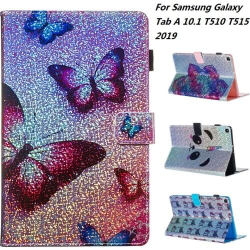 Flashing Cartoon Animals Pattern PU With Card Slot Cover Case For Samsung Galaxy Tab A 10.1 T510 T515 T720 T580 P200 T380 T590