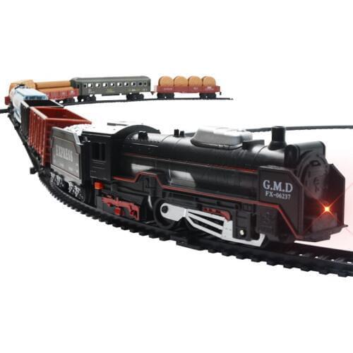 Indoor Games Very Fun !! Childrens Electric Track Train Toy Lighting Simulation Classical Small Train Model DIY Splicing Track