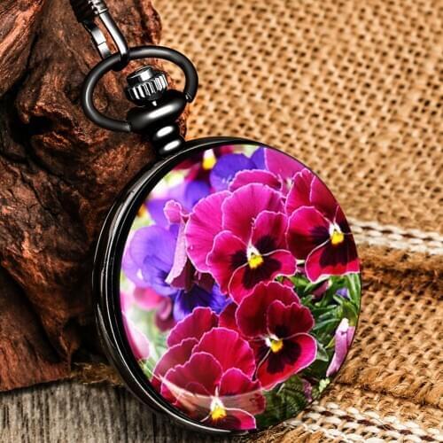 Elegance Quartz Pocket Watch Beautiful Flowers Women High Quality Simplicity Dial Flip Cover Practical Pendant Necklace Gifts